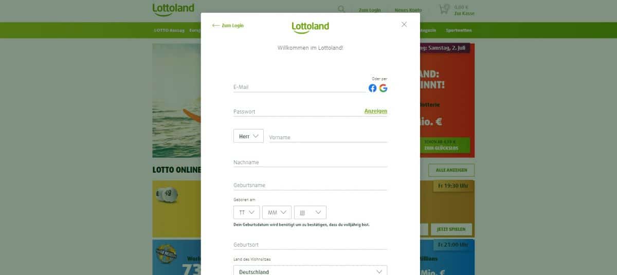 lottoland registrierung