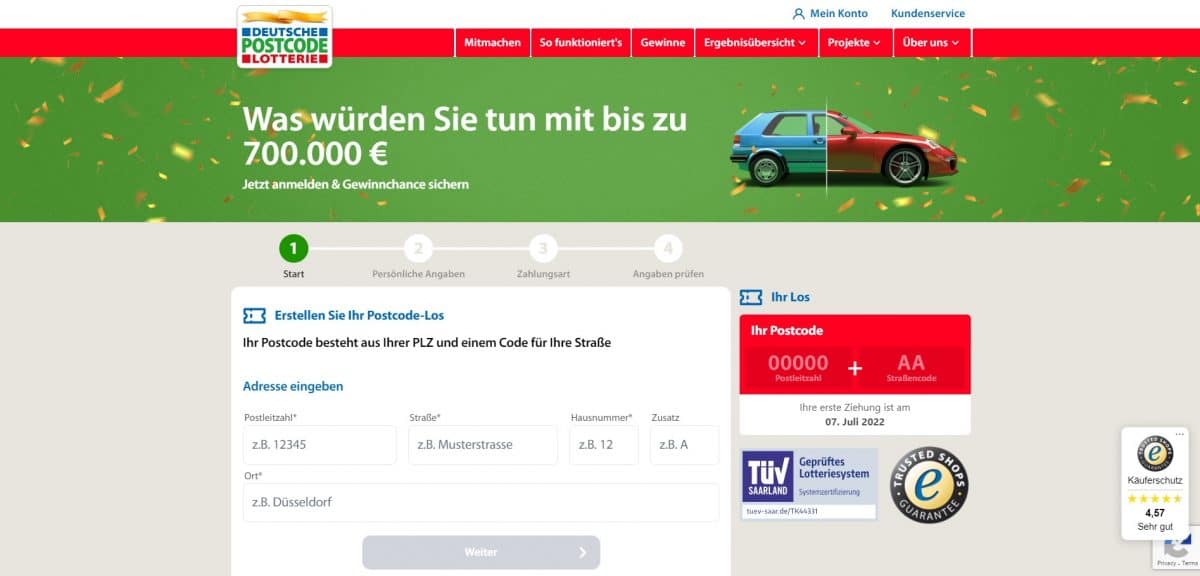 postcode lotterie anmeldung