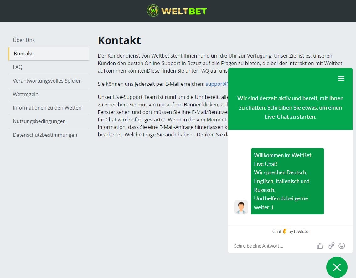 weltbet kontakt kundensupport