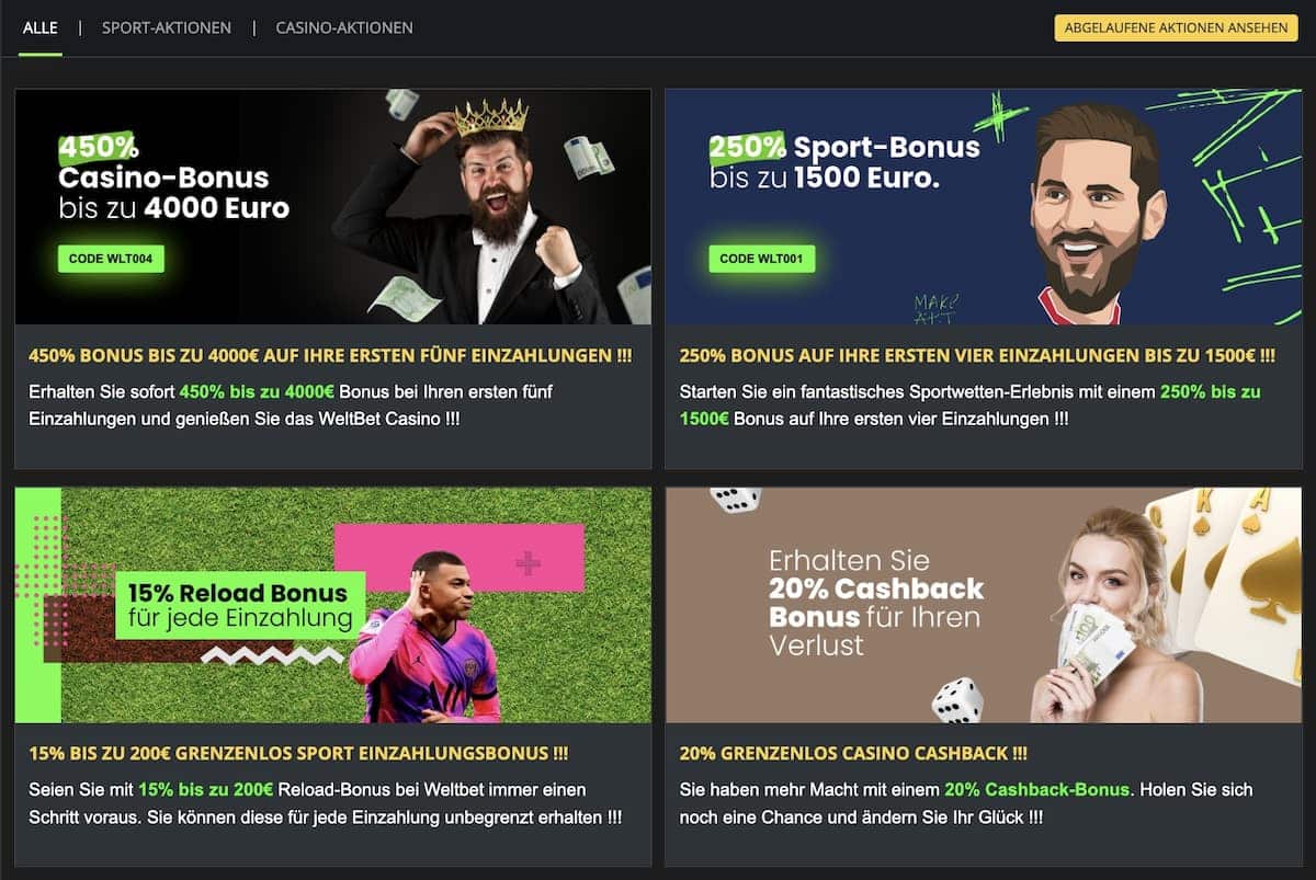 Weltbet Aktionen