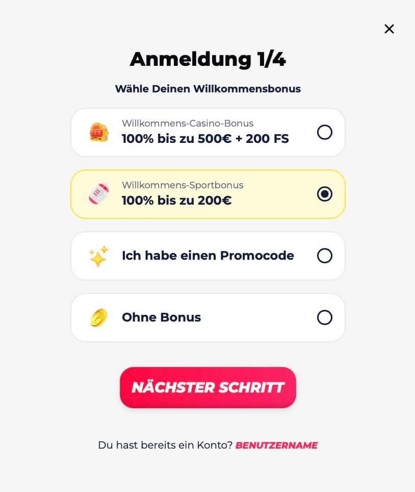 Greatwin Bonus waehlen