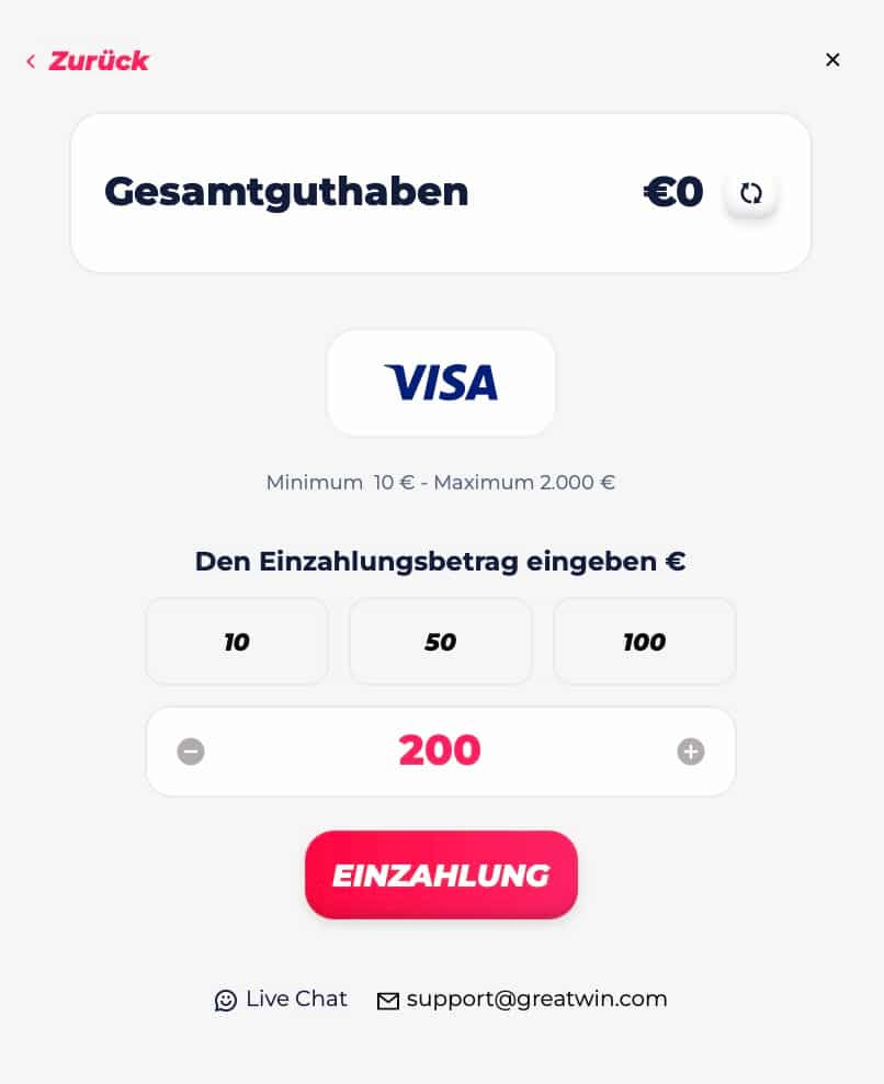 Greatwin Einzahlung