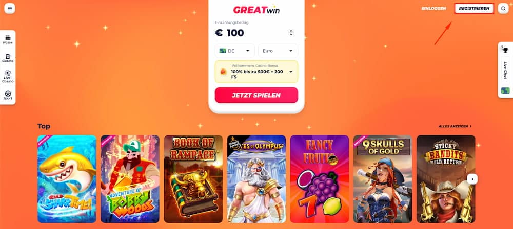 Greatwin Registrierungsprozess Beginnen