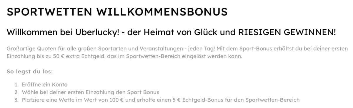 UberLucky Neukundenbonus
