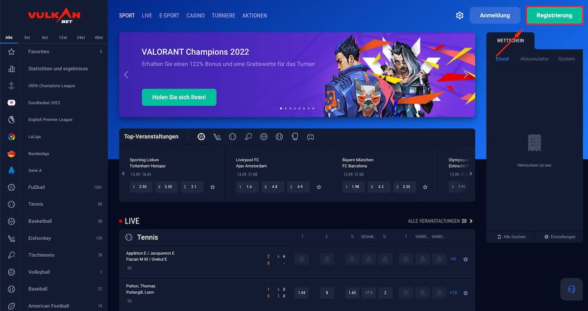 Vulkan.Bet Registrierung
