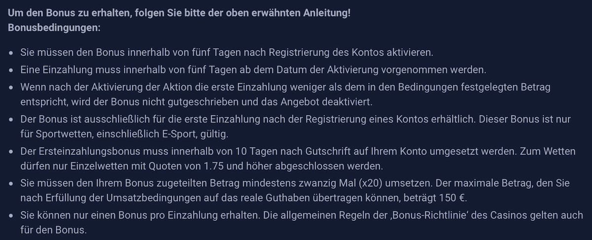 VulkanBet Bonusbedingungen