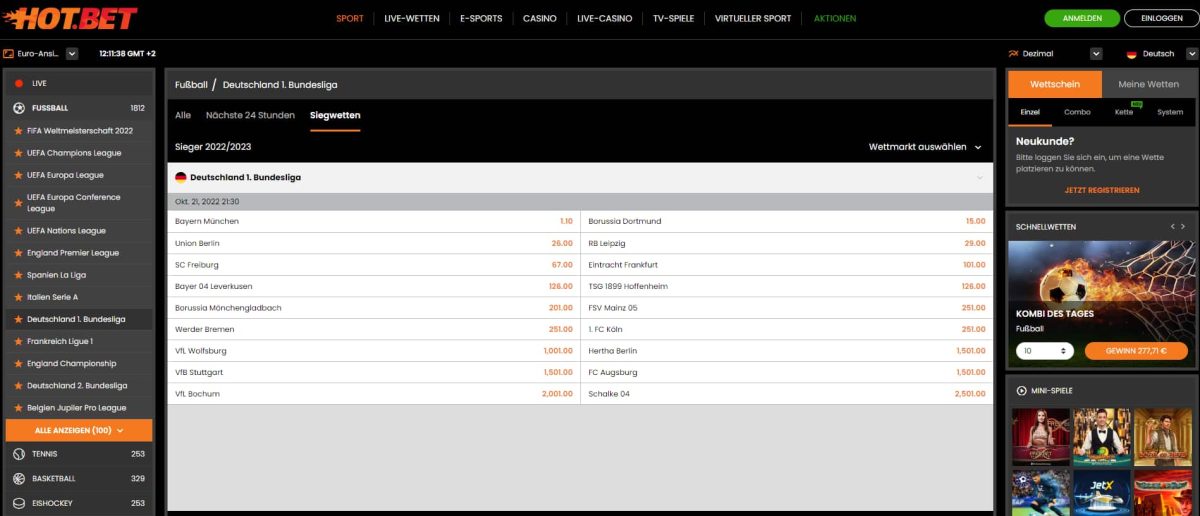 Hot.Bet Bundesliga Meister Wetten