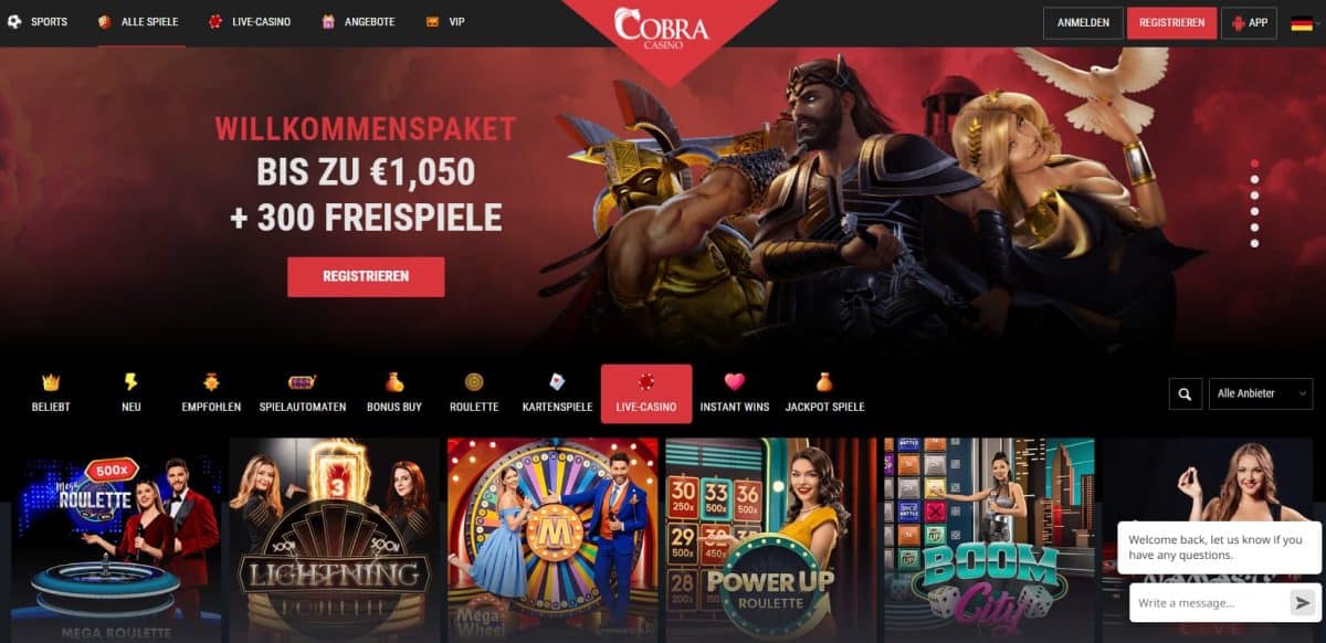 CobraCasino Online Casino Schweiz Paysafecard