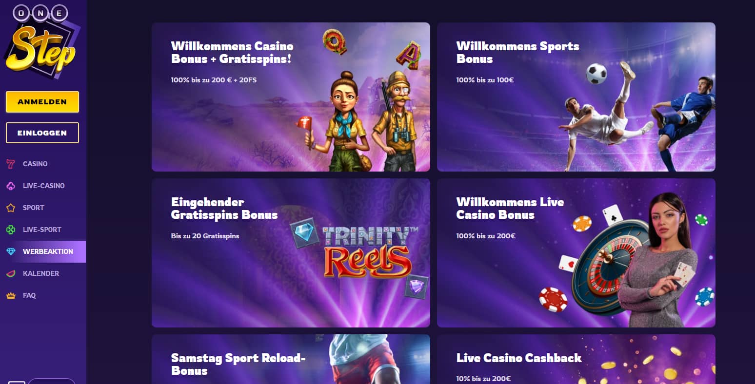 One Step Casino Werbeaktionen