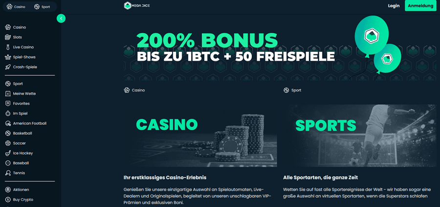 Mega Dice Casino mit 5 Euro Einzahlung