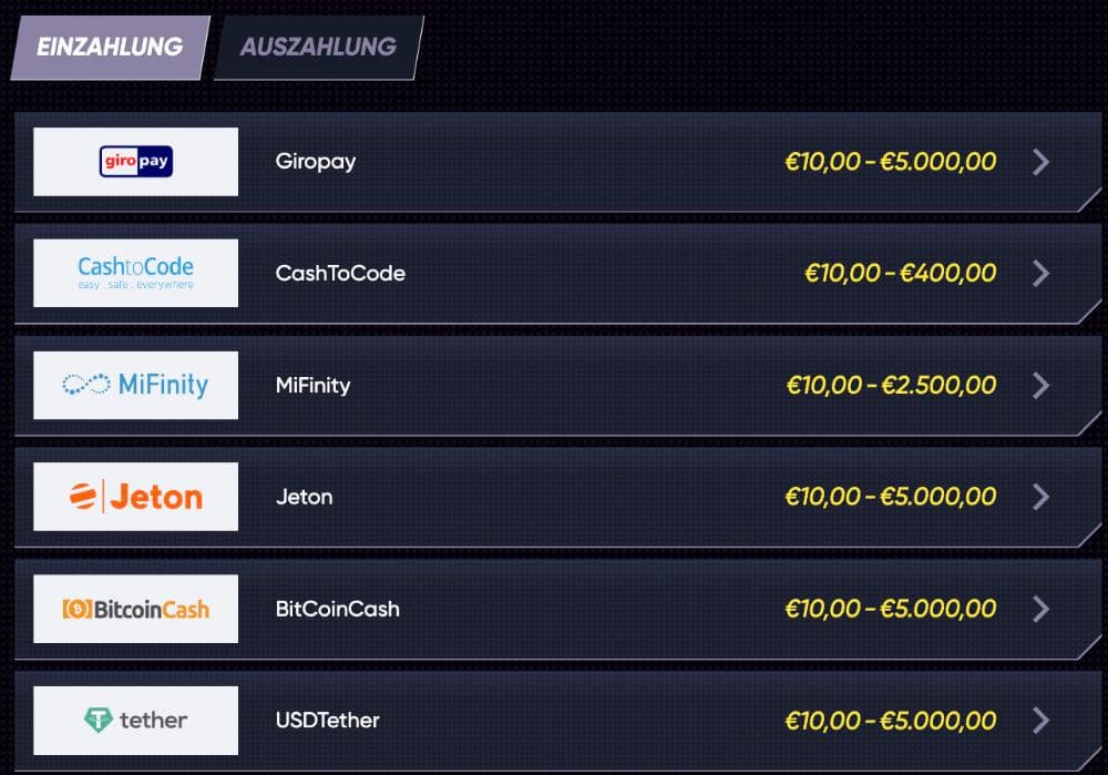 Quickwin Einzahlung