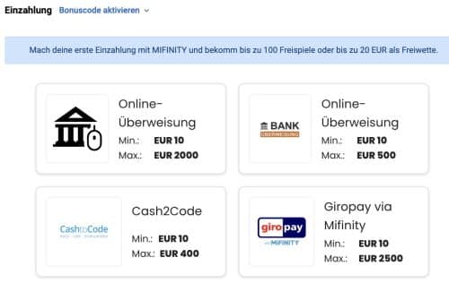 Slot10 Einzahlung