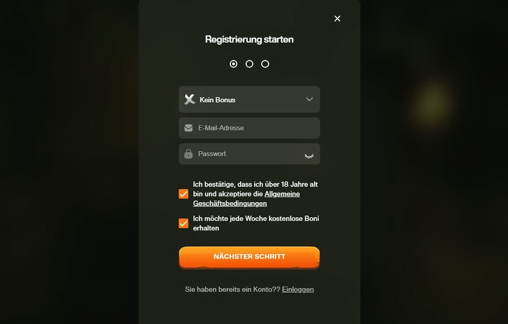 CashWin Registrierung