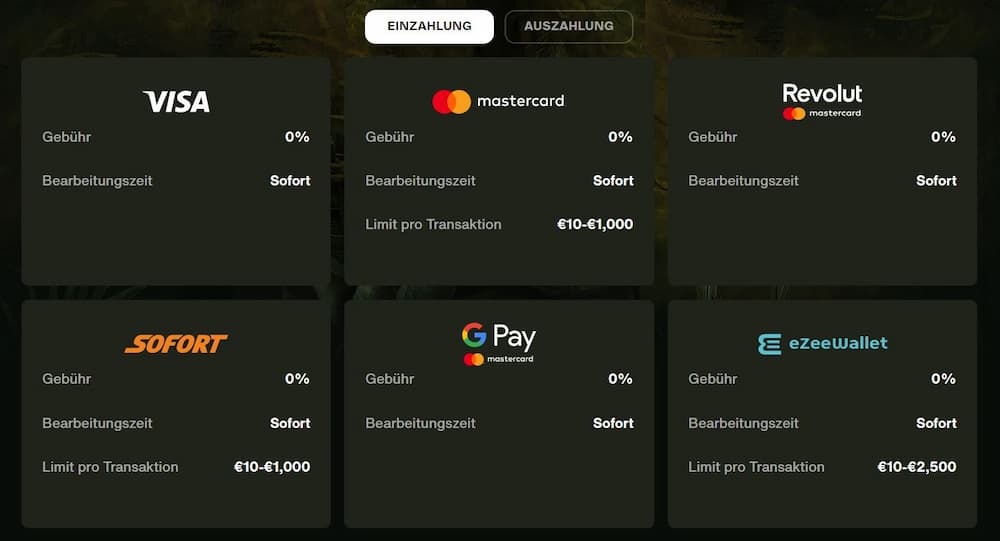 Cashwin Einzahlung