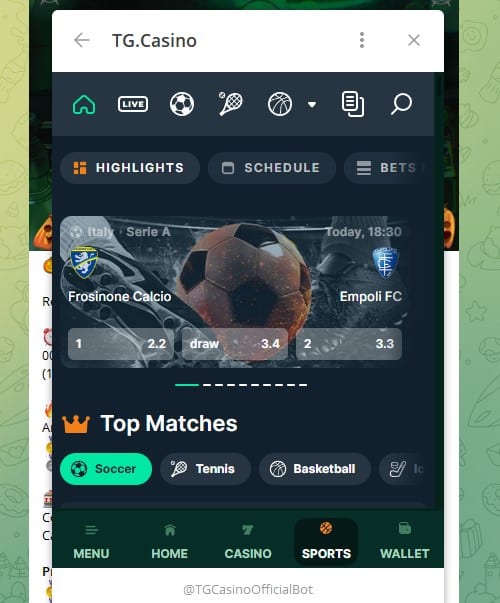 TG.Casino Sportwetten Angebot
