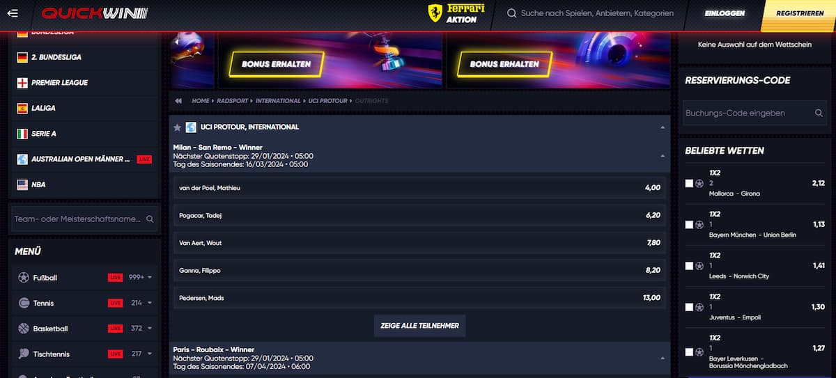 Quickwin DTM Sportwetten
