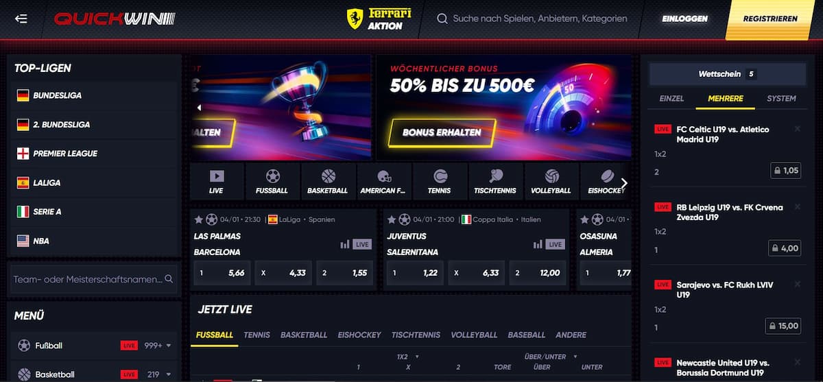 Quickwin-Beste Wettanbieter für Arbitrage Wetten