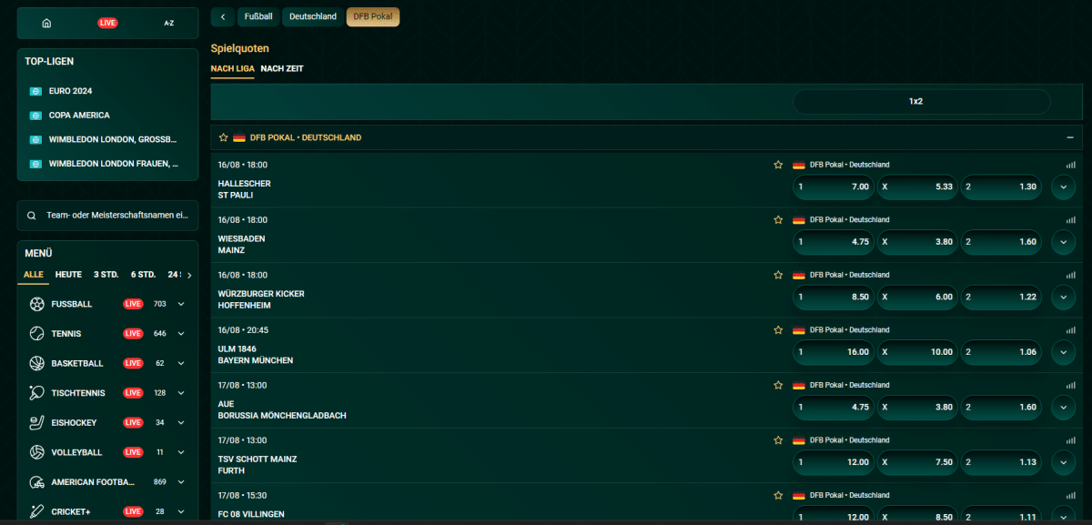 Cashed DFB Pokal Wette