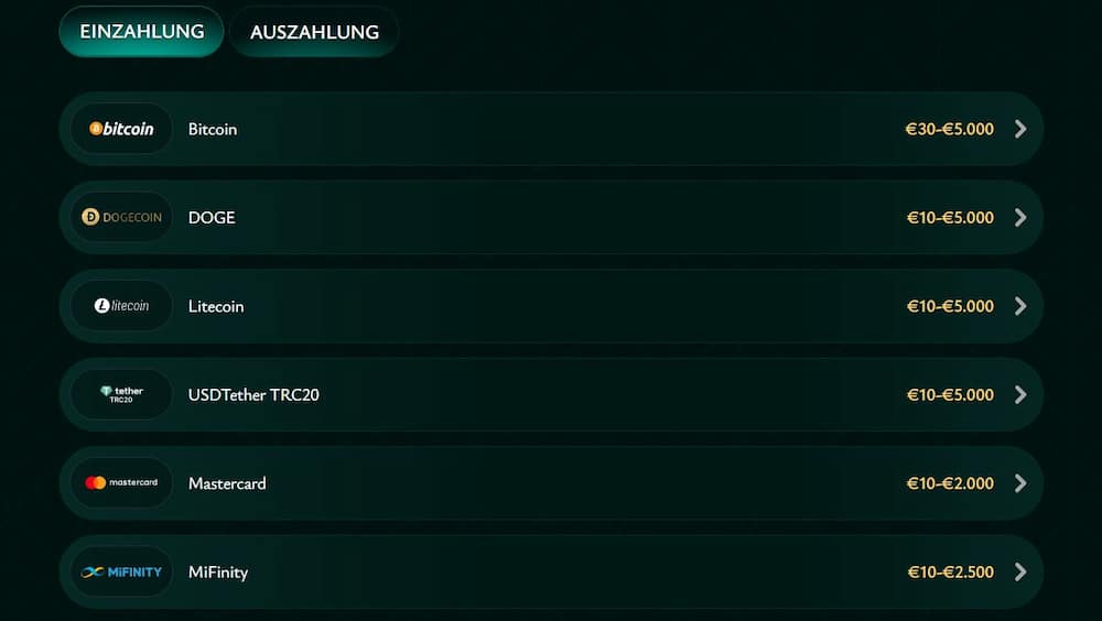 Cashed Einzahlung