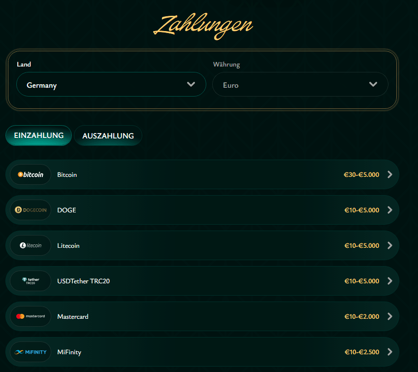 Cashed Einzahlung