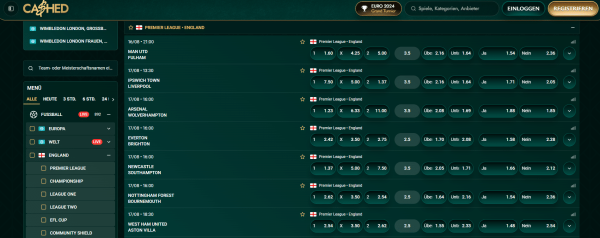 Cashed Premiere League Wetten
