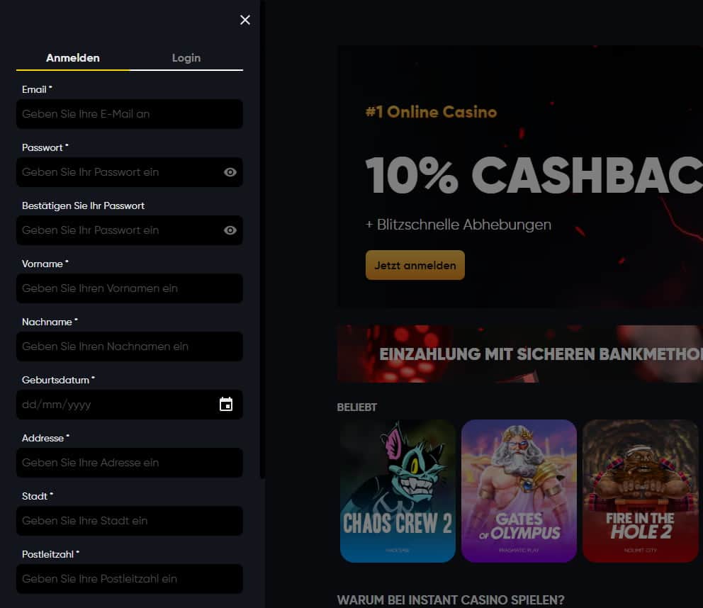 Instant Casino Anmeldung