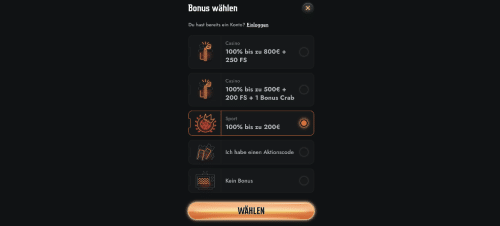 Gransino Sport Bonus Wählen