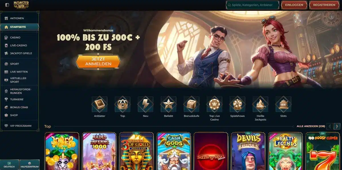 Monsterwin homepage