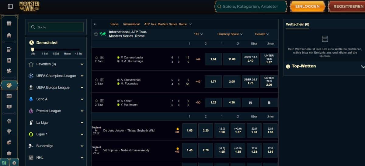 MonsterWin Wetten