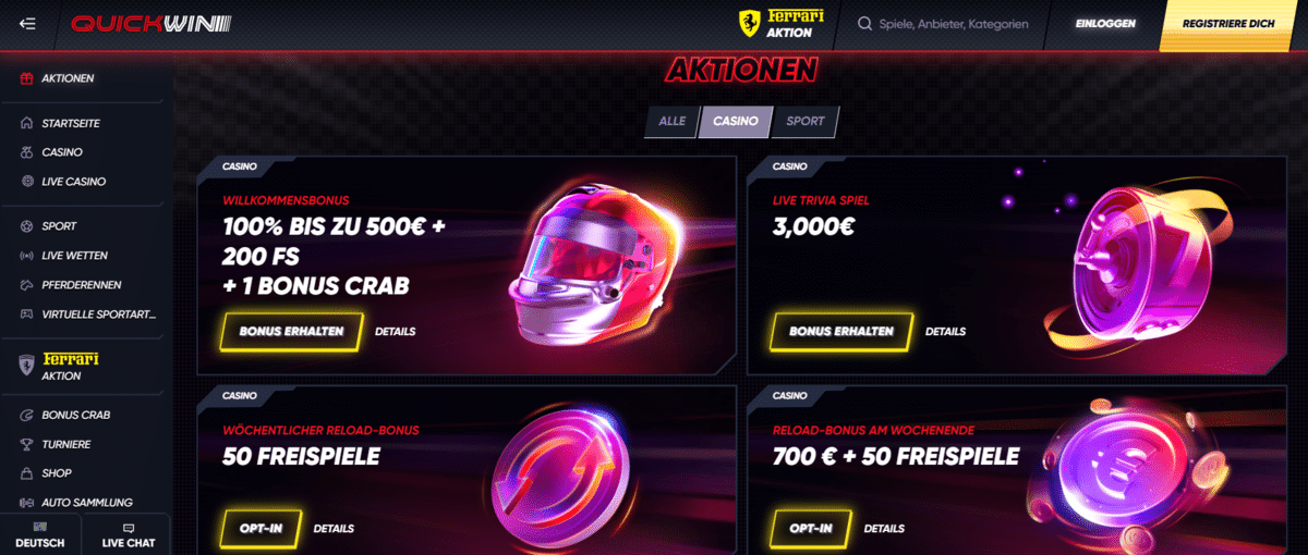 Quickwin Casino Bonus