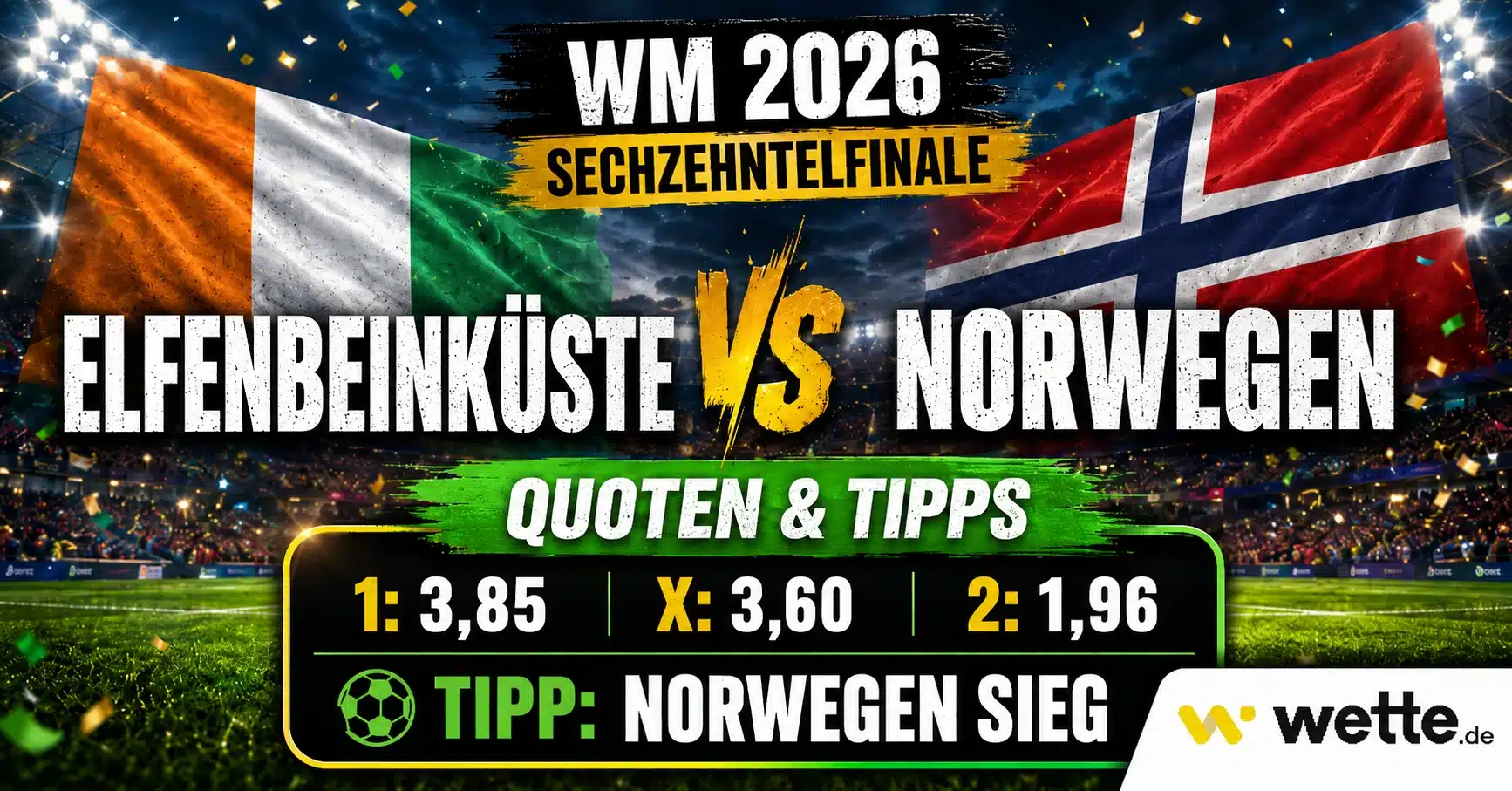 Elfenbeinküste gegen Norwegen: KI-Prognose, Aufstellung und Quoten zum WM-Sechzehntelfinale