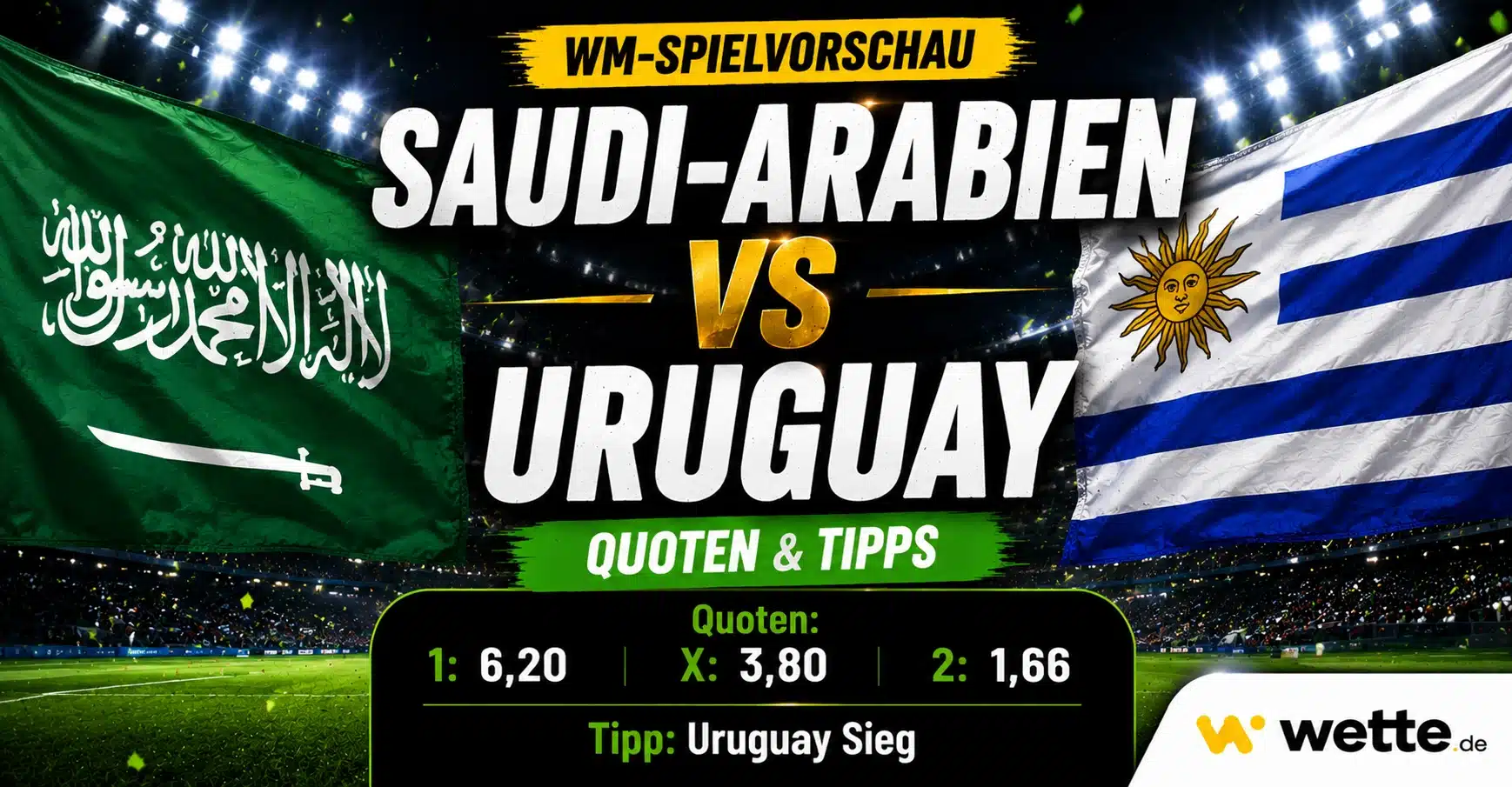 Saudi-Arabien gegen Uruguay Tipps, Quoten, WM Prognose und KI Wetten