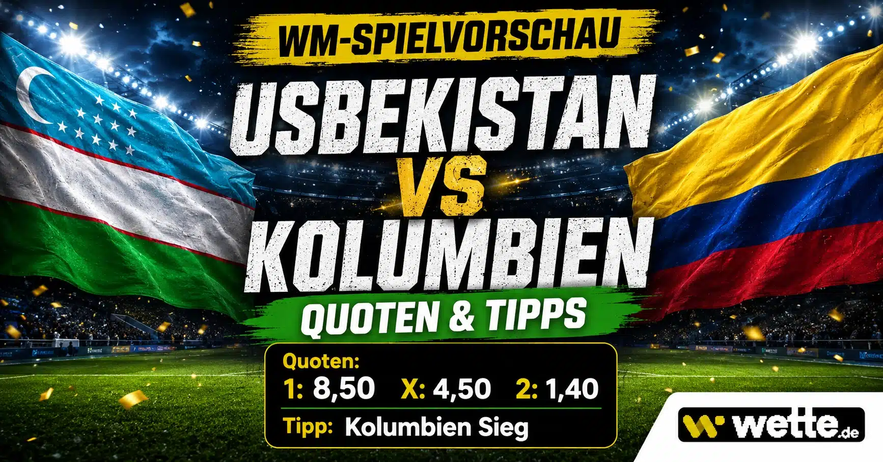 Usbekistan gegen Kolumbien Quoten, WM Prognose und Wett-Tipp