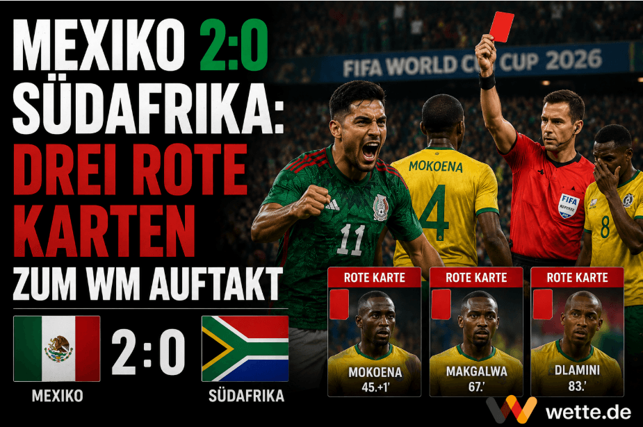 Mexiko 2:0 Südafrika: Drei Rote Karten zum WM Auftakt – und der Gastgeber jubelt