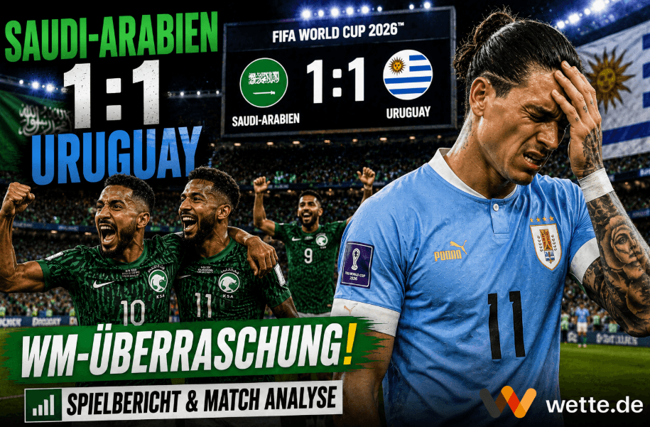 Saudi Arabien vs Uruguay 1:1 – Spielbericht und Match Analyse – Schock für den Favoriten