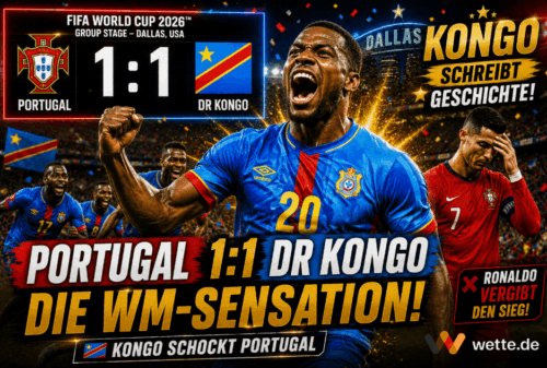 Portugal vs DR Kongo 1:1 – Spielbericht und Match Analyse – Kongo schreibt Geschichte, Ronaldo vergibt den Sieg