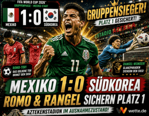 Mexiko vs Südkorea 1:0 – Spielbericht und Match Analyse – Romo-Tor und Rangel-Wunder sichern Gruppensieger-Titel