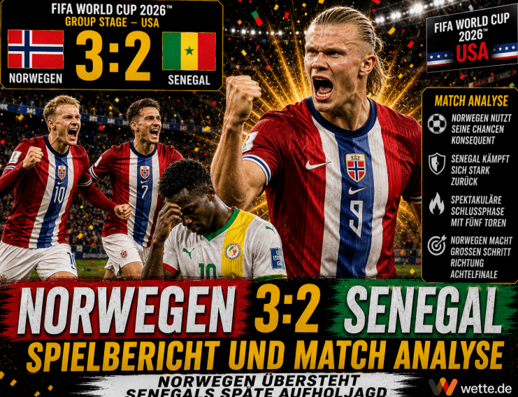 Norwegen vs Senegal 3:2 – Spielbericht und Match Analyse – Haaland-Doppelpack schickt Norwegen ins Achtelfinale