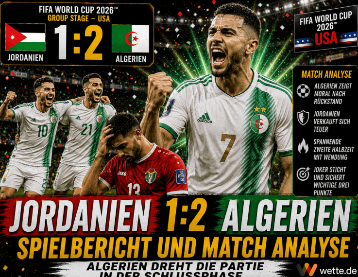Jordanien vs Algerien 1:2 – Spielbericht und Match Analyse – Algerien dreht Rückstand und feiert ersten WM-Sieg seit 2014