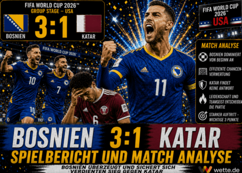 Bosnien-Herzegowina vs Katar 3:1 – Spielbericht und Match Analyse – Alajbegović trifft traumhaft, Katar scheidet ohne Punkt aus