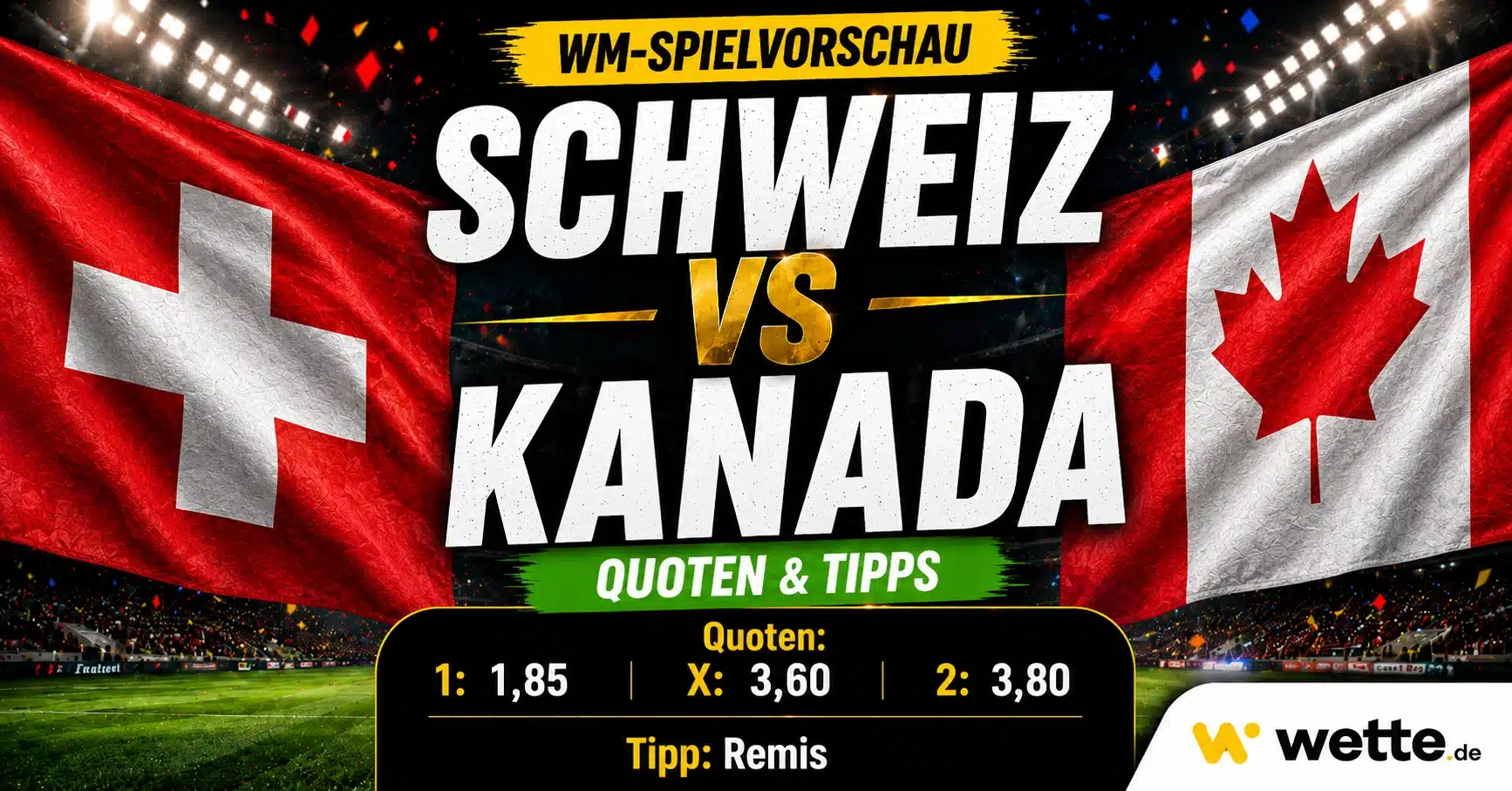 Schweiz gegen Kanada: Tipp, Prognose, Aufstellung, KI-Kombiwette und Quoten