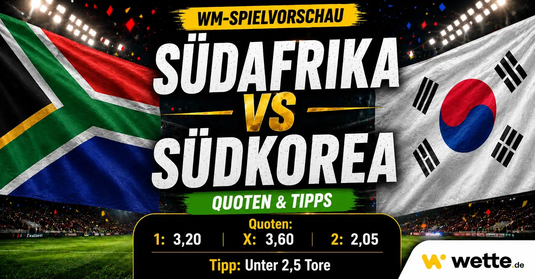 Südafrika – Südkorea Wetten: Tipp, Prognose, Quoten und KI-Kombiwette