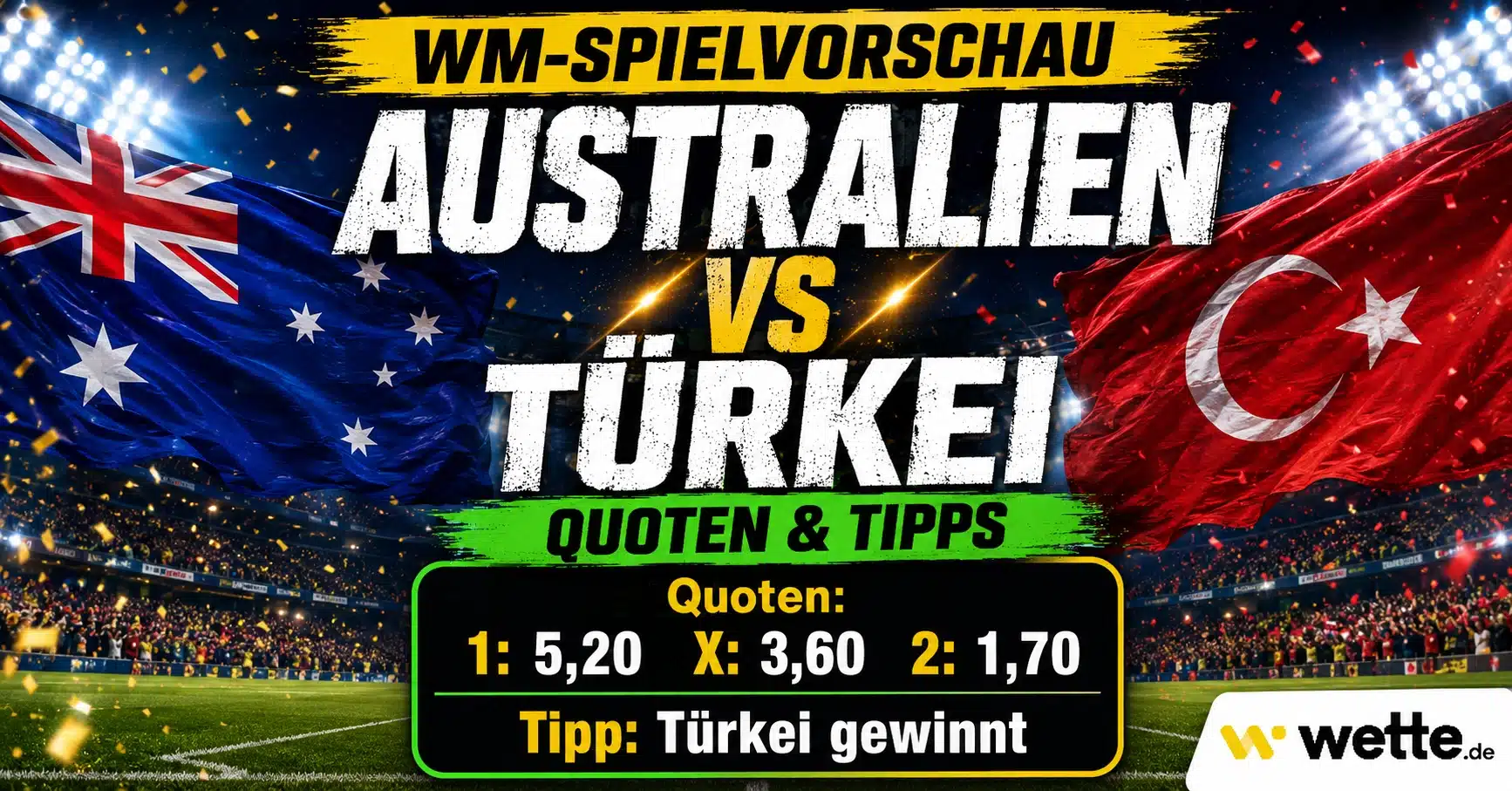Australien gegen Türkei Tipps, Wetten, WM Prognose und KI Tipp