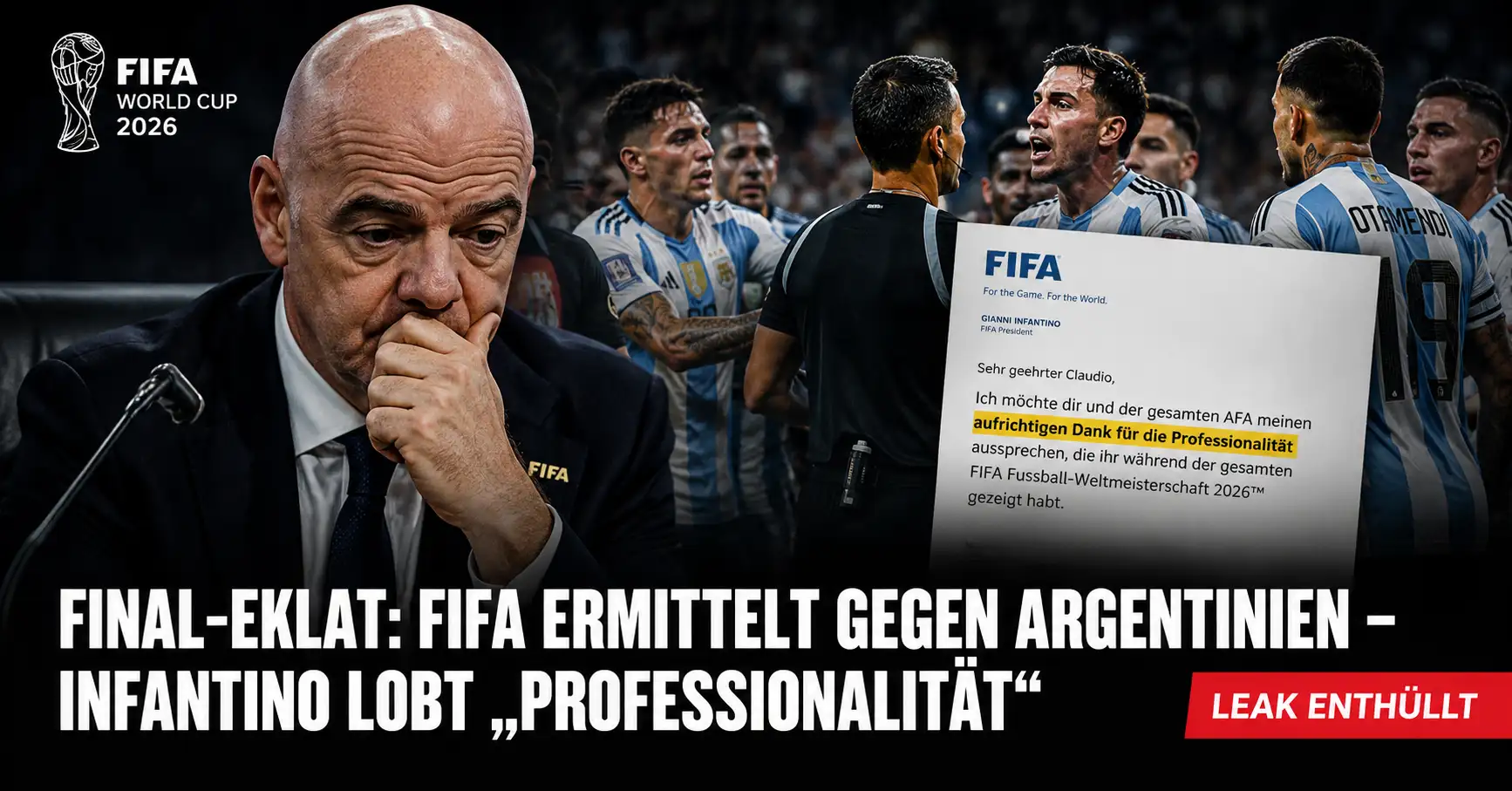 Geheim-Brief von Infantino aufgetaucht: Warum die FIFA Argentiniens Final-Ausraster belohnt