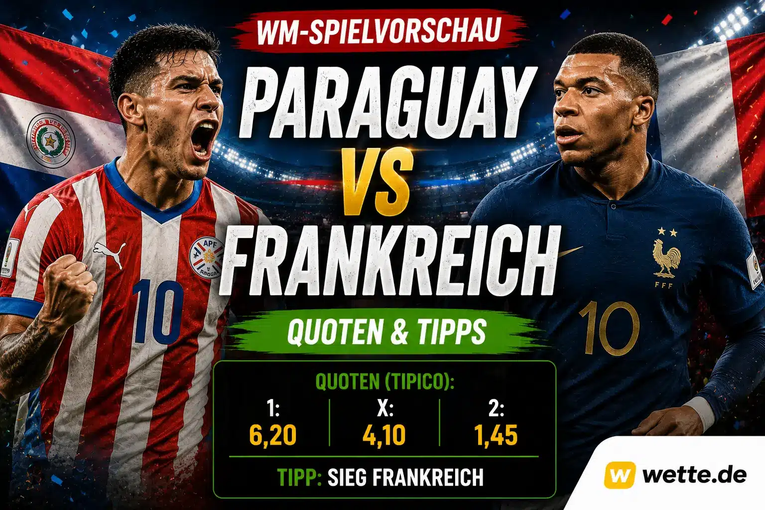 Frankreich gegen Paraguay Prognose: KI-Tipps, Aufstellung und Quoten zum WM-Achtelfinale
