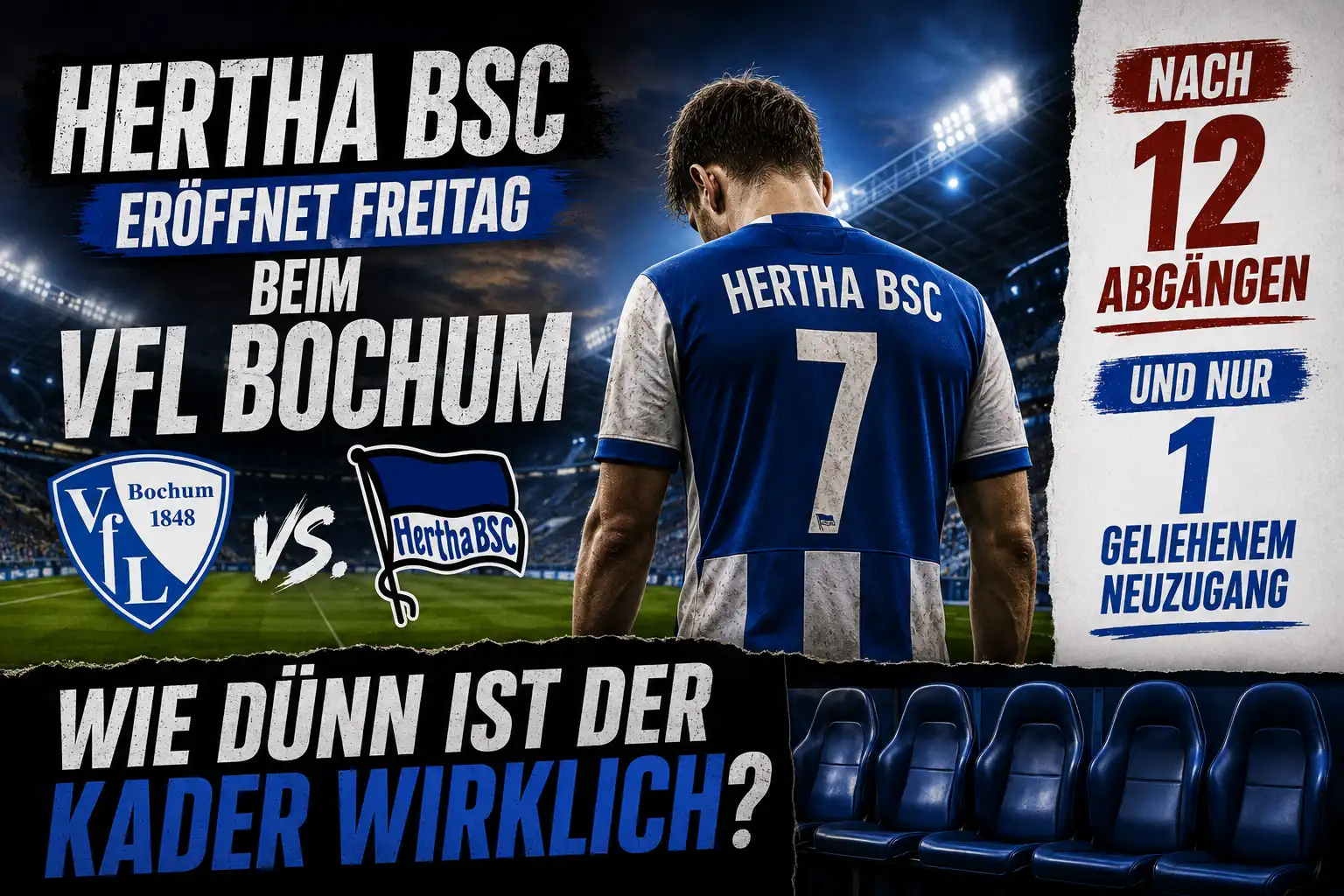 Zwölf Abgänge, ein Leihspieler: Hertha BSC startet mit halbem Kader in Bochum