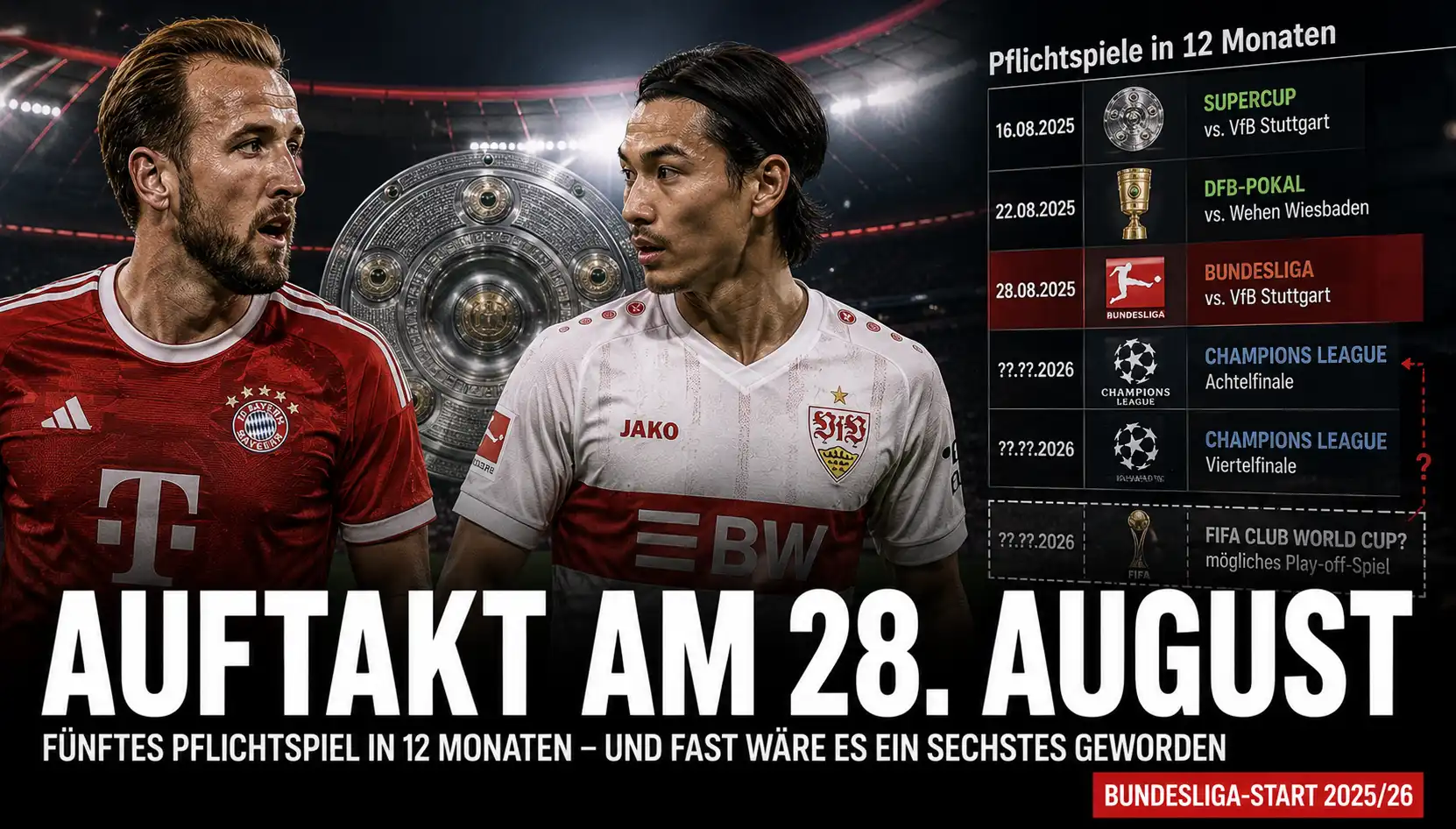 Schon wieder Bayern gegen Stuttgart: Fünftes Duell in zwölf Monaten