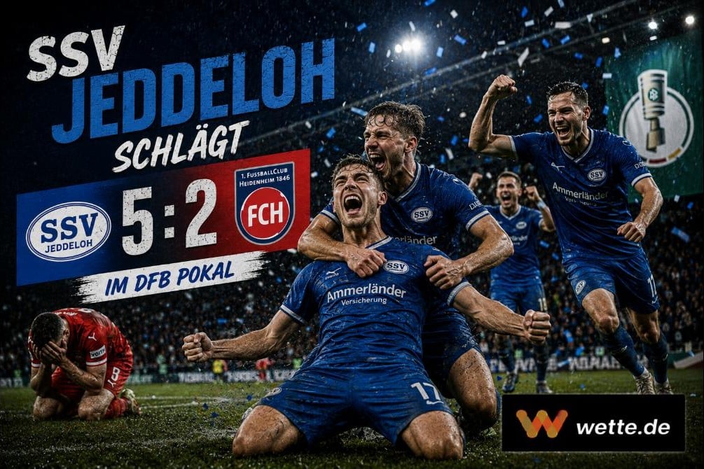 Pokal-Sensation in Oldenburg: Jeddeloh wirft Heidenheim mit 5:2 raus